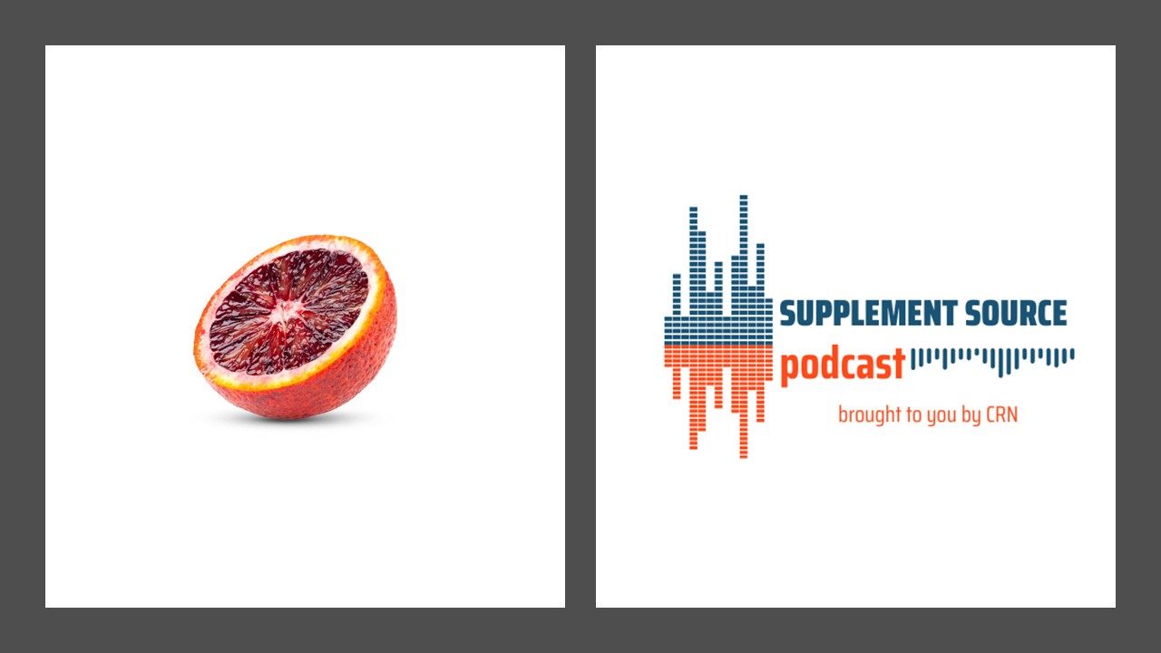 podcast graphic with blood orange