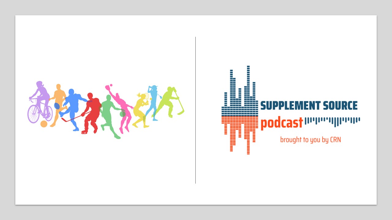 Podcast logo and sports players.